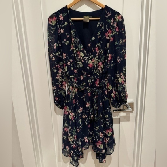 Taylor Dress Womens midi Boho Prairie Peasant Size 10 Medium Fall Blue Work - Picture 1 of 7